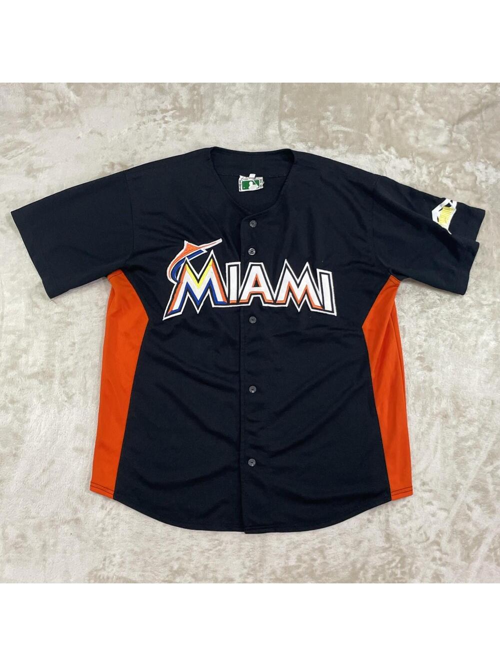 Miami Marlins Cele-Mar Retro Black/Orange Jersey (Faux Buttons) Men’s Sz Medium